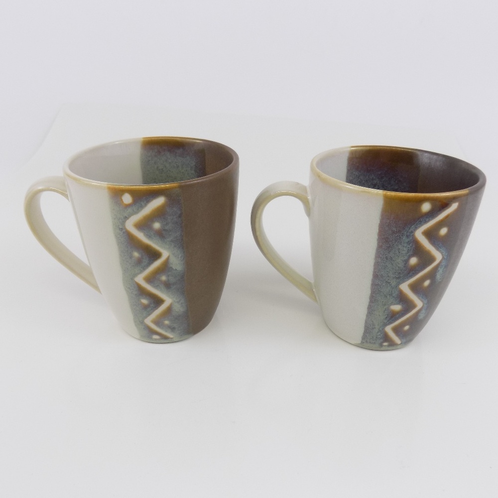 Set Of 2 Sango Zig Zag 4012 Coffee Tea Mugs